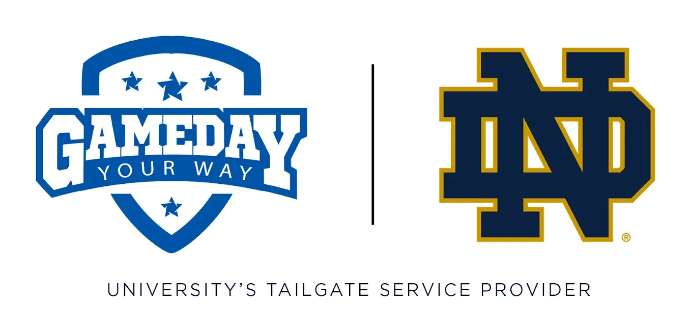 Gameday Your Way and Notre Dame logos: University's Tailgate Service Provider